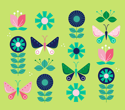 summer is away butterflies digitalart drawing figma illustration pattern ui