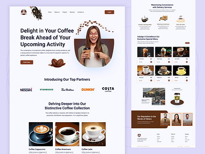 Coffee Shop Landing Page americano beans coffee black coffee branding coffee coffee bite coffee cup coffeeshop cold coffee design ecommerce expresso homepage landing page minimal nescafe product design ui ux website