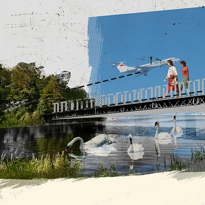 Manchester Mill Illustration aeroplane graphic design illustration swan lake