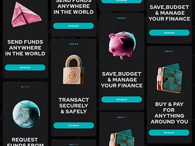 Finance App Onboarding 3d blender branding design finance illustration onboarding personal finance ui