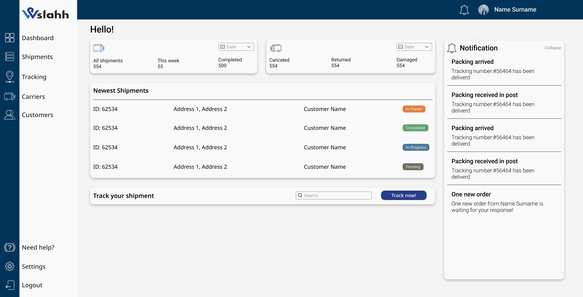 Whlahh - SAAS saas tracking ui