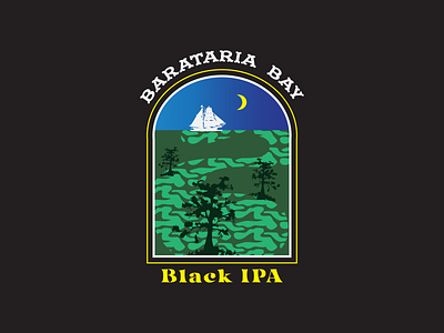 Barataria Bay - Black IPA - Beer Can Label barataria bay bayou beer can beer label branding brewery buccaneers craft beer crescent city crescent moon design illustration jean lafitte louisiana new orleans pirates swamp