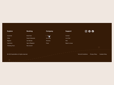 Footer for a travel company branding design design exploration figma footer footer design hover effect travel company ui ux