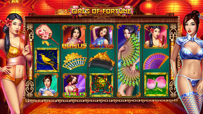 The Main UI design for the Chinese themed online slot machine chinese game chinese slot chinese symbols design design art design game digital art gambling gambling art gambling design game art game design game reels graphic design reels slot design slot game design slot machine slot reels symbols development
