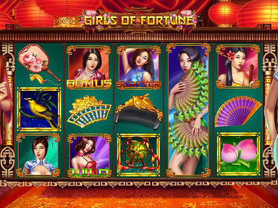 The Main UI design for the Chinese themed online slot machine chinese game chinese slot chinese symbols design design art design game digital art gambling gambling art gambling design game art game design game reels graphic design reels slot design slot game design slot machine slot reels symbols development