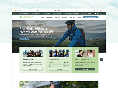 Urban Rehab Website booking clinic graphic design green health landing page medical redesign therapy ui uxui web design