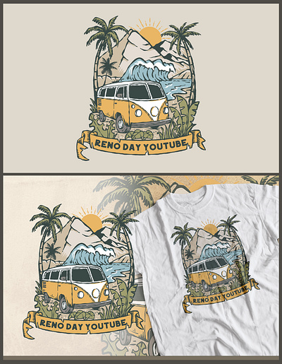 Project Illustration adventure apparel beach branding graphic design logo mountain retro sea tshirt van vector vintage waves youtuber