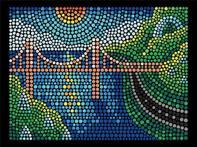 Circles – landscape scenery #1 arch bridge bush chestnut circle city cityscape cloud design dot illustration landscape reflection river road scenery sun sunrise sunset tree