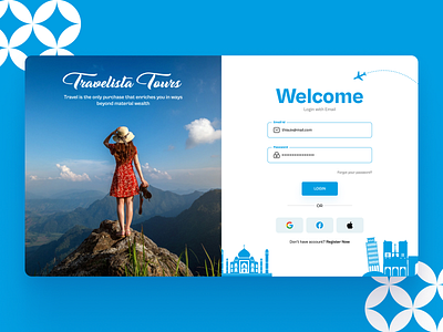 Travel Login Page UI Design blue color holiday design holiday ui light theme login login design login page ui login ui loginpage thisuix travel login page travel page travel singup travel ui web login