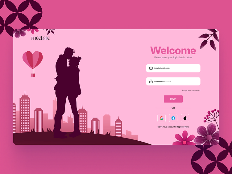 Dating login Page UI Design by thisuix on Dribbble