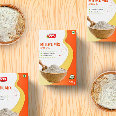 Millet Mix Packaging Design - VM box breakfast creative design graphic design healthy millet nuts oats packaging