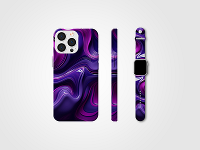 iPhone 15 Case & Watch Band abstract apple band case design guard iphone modern pink purple smart smart watch watch wave