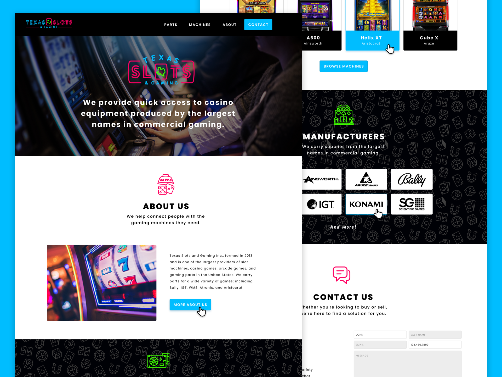 Homepage - Texas Slots & Gaming Website about us branding casino gambling gaming homepage landing page landingpage machines slots texas vegas website