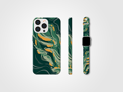 iPhone 15 Case & Watch Band abstract apple band case design green illustration iphone phone set smart watch yellow