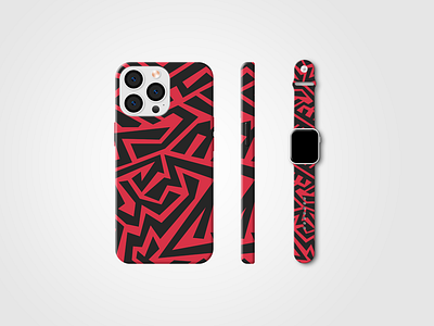 iPhone 15 Case & Watch Band abstract apple apple watch band black case design guard iphone phone red set smart watch