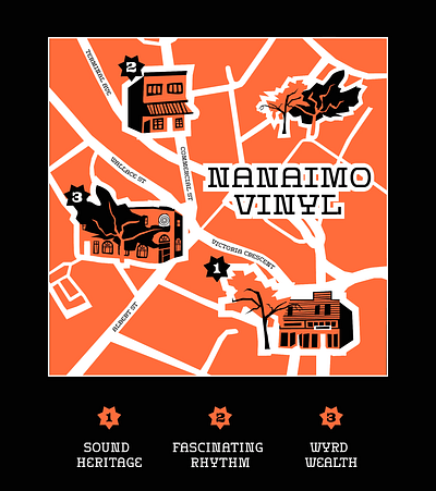 Nanaimo Vinyl Store Map design graphic design illustration illustrator map vector