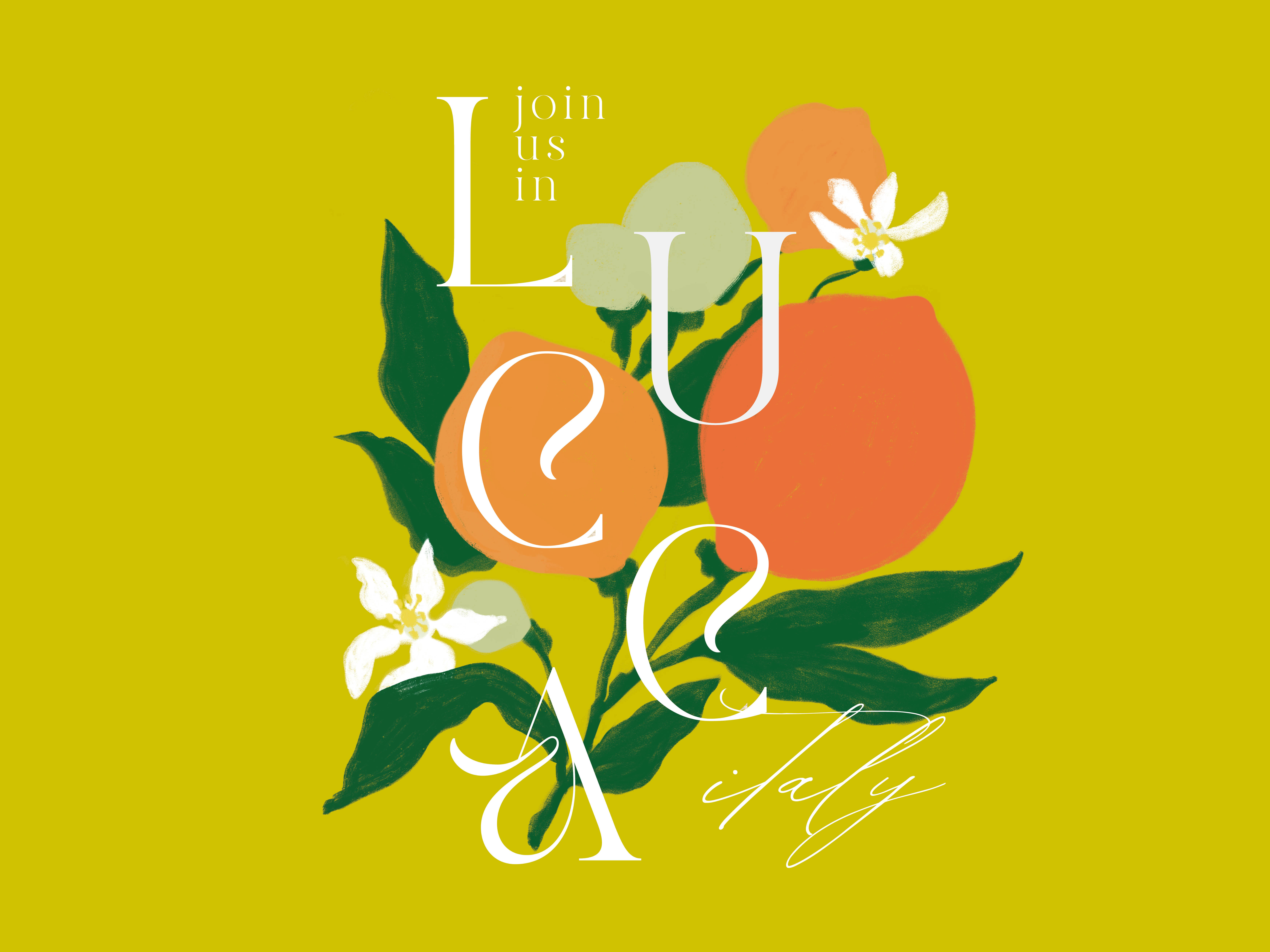 Lucca Event Invitation citrus destination events illustration italy travel typography weddings