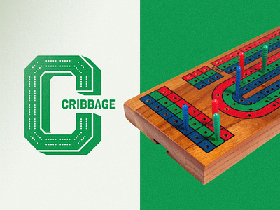 Cribbage Logo ace card card games college crib cribbage deck fun game games green knobs logo logos minimal school type typography vector vintage