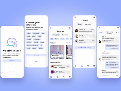 Nexo - Chat Application application chat chat app chat application chatapp chatdesign communicationapp conversation interactiondesign messageinterface messaging mobile app mobile app design mobile chat mobileui ui uiux uiux design userexperience ux