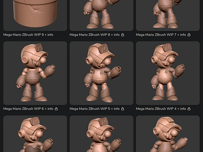 Mega Mario Works In Progress 3d info mario mega man tutorial wip work in progress zbrush