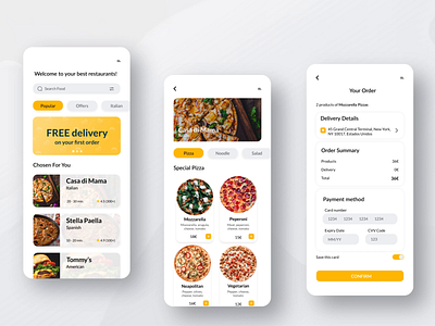 Food Delivery App Design app food graphic design iphone ui white yellow