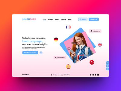 LINGOTALK- educational landing page branding design landing page ui ux