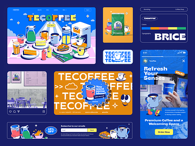 Tecoffee - UI & Branding branding cafe coffee coffee shop design flat illustration retro ui vector vintage web design website