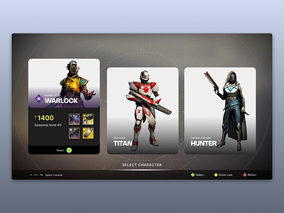 Character Selection Screen Concept animation gameplay gaming graphic design ui ux videogame web design