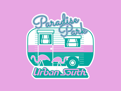 Paradise Park - Vintage Camper Design beer branding brewery camper camper trailer camping craft beer flamingo graphic design illustration lawn flamingo logo design louisiana new orleans paradise park summer travel vintage camper