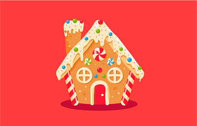 Gingerbread House Illustration graphic design illustration new year red vector vector illustration