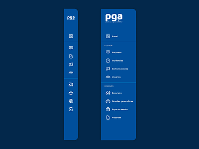 PGA - Dashboard's nav bar dashboard dashboard navigation design desktop desktop navigation menu nav bar navigation bar product product design sections ui ui design user experience ux ux design visual visual design