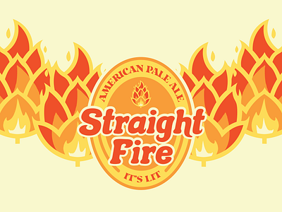 Straight Fire - American Pale Ale - Beer Can Label beer beer label design branding brewery can label craft beer design emoji fire flames flaming hop hops illustration ipa its lit logo louisiana new orleans pale ale straight fire