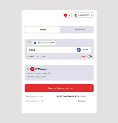 OPtimism chain bridge Ui