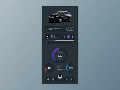 #DailyUI day 034 automotive interface black car dailyui dashboard drive ui