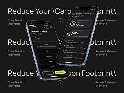 Footprint Calculator adaptive ecology interface ios mobile mockup ui