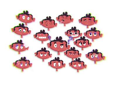 Parallax Faces animation character character design drool emoji emoticon emotional emotions faces happy head illustration illustrator parallax sad silly vector