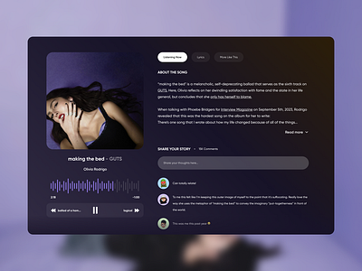 Music Web App UI app apple apple music audio branding design dribbble entertainment figma graphic design minimal music olivia rodrigo pop social spotify taylor swift ui ux website