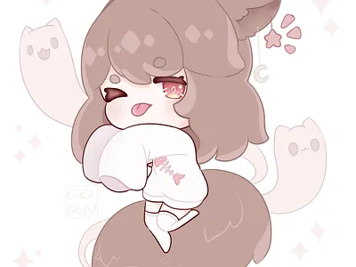 Wolf Girl x Cat Ghosts branding chibi cute design graphic design illustration logo ui ux vector