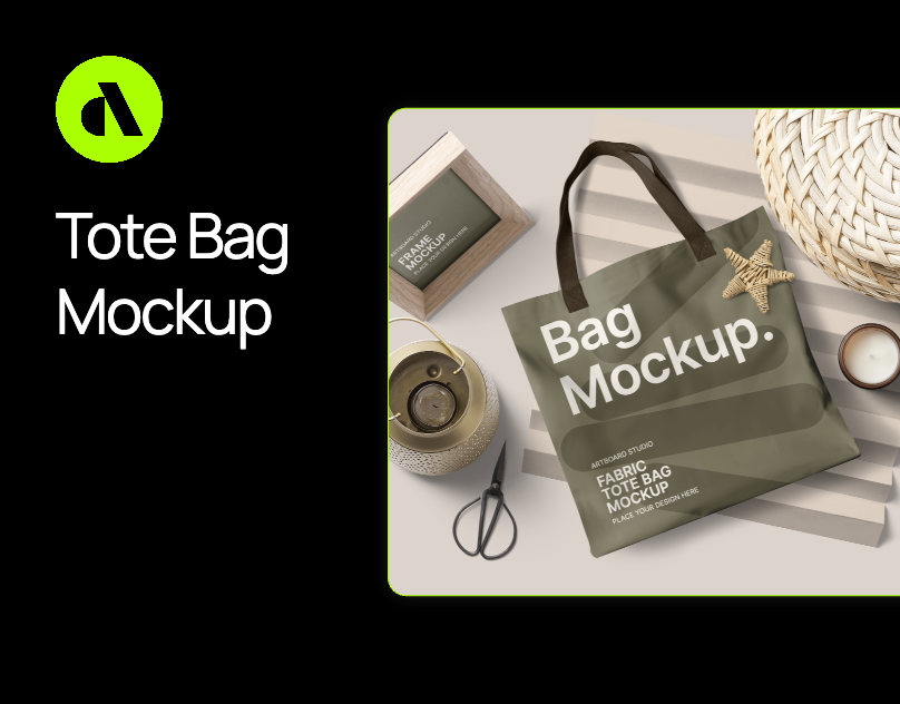 Tote Bag Mockup With Frame And Decorative Items artboard studio bag bag design bag mockup branding design free free bag mockup free mockup free mockups free tote bag mockup graphic design illustration mockup mockups tote bag tote bag design tote bag mockup