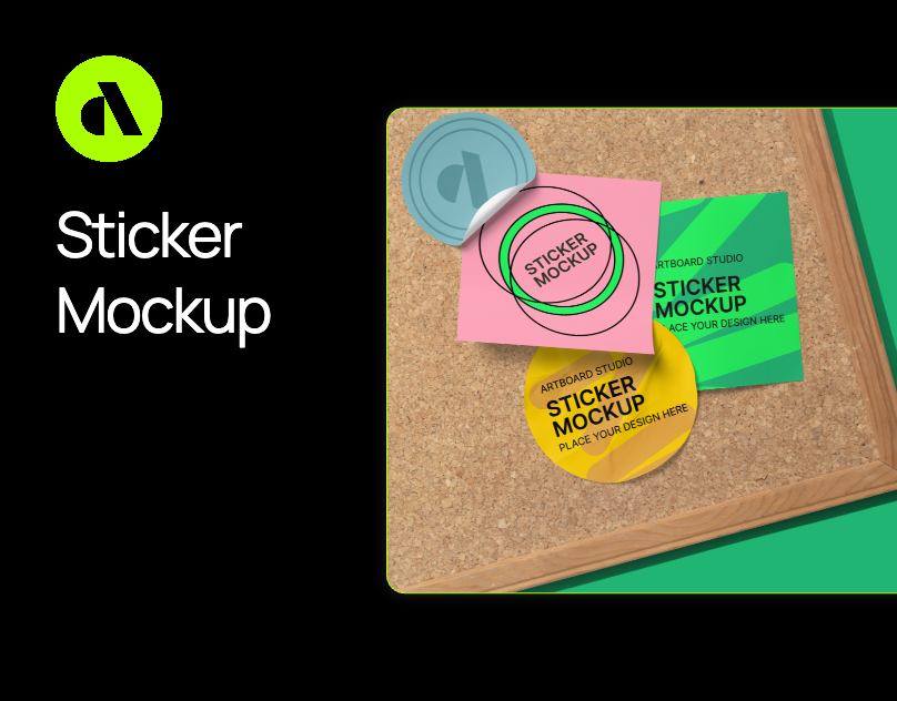 Sticker Mockup On The Pin Board artboard studio branding design free free mockup free mockups free sticker mockup graphic design illustration logo mockup mockups sticker sticker design sticker mockup sticker pack stickers