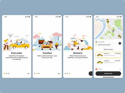 Mobile App design: iOS ux ui designer app branding onboarding onboarding app taxi ui vector