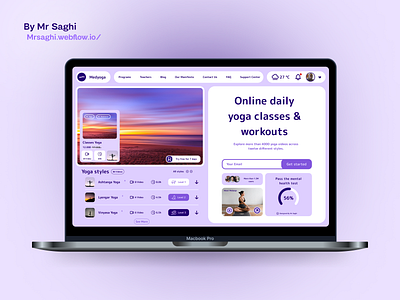 Medyoga design fitness gym health minimal mr saghi mrsaghi parham saghi purple simple trend ui uiux user experience user interface web website yoga