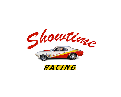 Showtime Racing branding car logo classic car design digital design drag race graphic design logo nascar racing logo typography