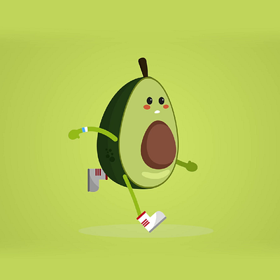 AVOCADO CHARACTER RUNNING CY 2d animation animated gif animation cartoon character comic cool cute digital animation doodle exercise gif gym healthy illustration kawaii kids running vegetables workout