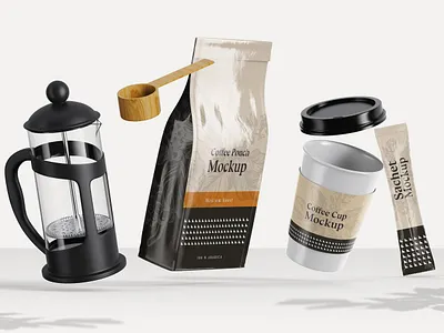 Coffee Branding Mockup Set branding coffee generator graphic design mockup scene