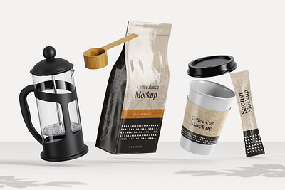Coffee Branding Mockup Set branding coffee generator graphic design mockup scene