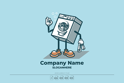 Laundry Mascot Logo cartoon design graphic design icon illustration laundry logo mascot vector vintage