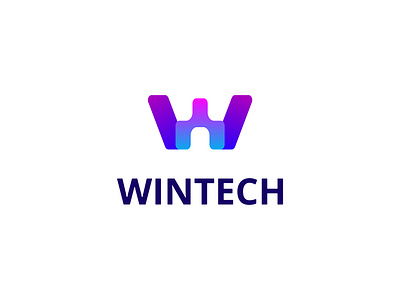 Wintech logo design - Technology logo - w letter logo design brand brand identity branding creative logo gradient logo initial logo letter logo logo logo design modern logo modern tech modern technology logo tech logo technology logo w w letter logo w letter tech w letter tech logo w logo w tech