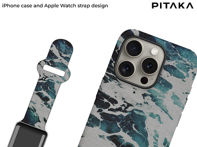PITAKA iPhone case and Apple Watch strap design | Ocean apple apple watch branding carbon fiber contest design graphic design illustration iphone logo ocean pitaka vector