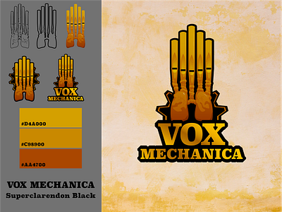 VOX MECHANICA | RWGP #20 gear gold graphic design homonym hybrid illustrator lungs machine music orange organ pipe organ steampunk